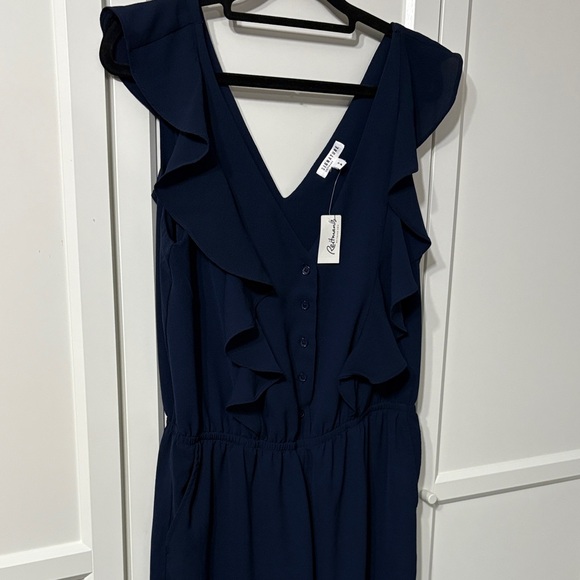 Reitmans Dark Blue Ruffle Jumpsuit - Picture 2 of 7